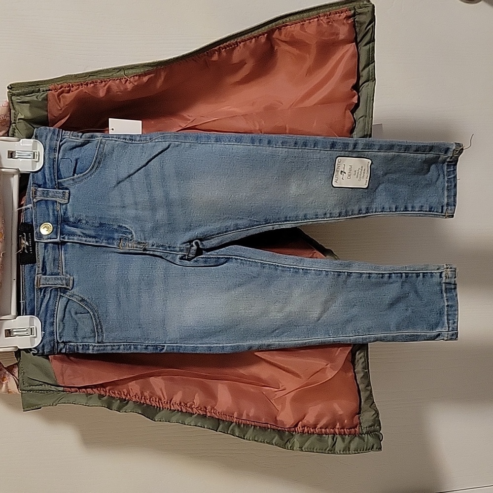 New With Tag Girls 3 Piece Set Jacket Top Jeans Sage Green Size 3T Long Sleeved - Picture 5 of 10